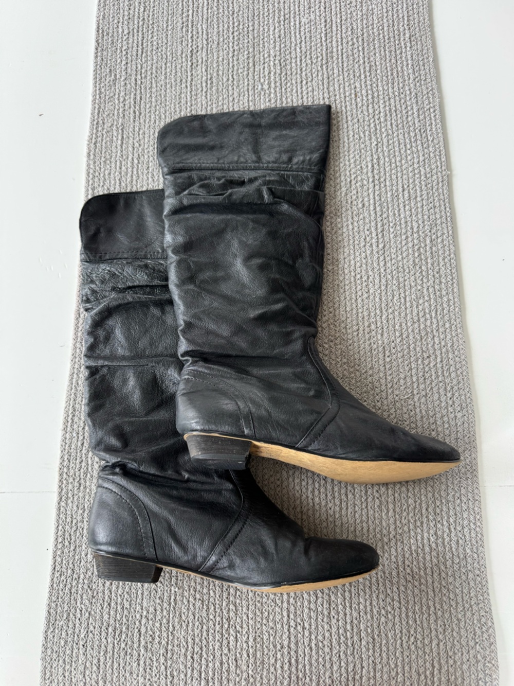 Steve Madden Candence Black Leather Slouch Knee High Boots Size 8.5